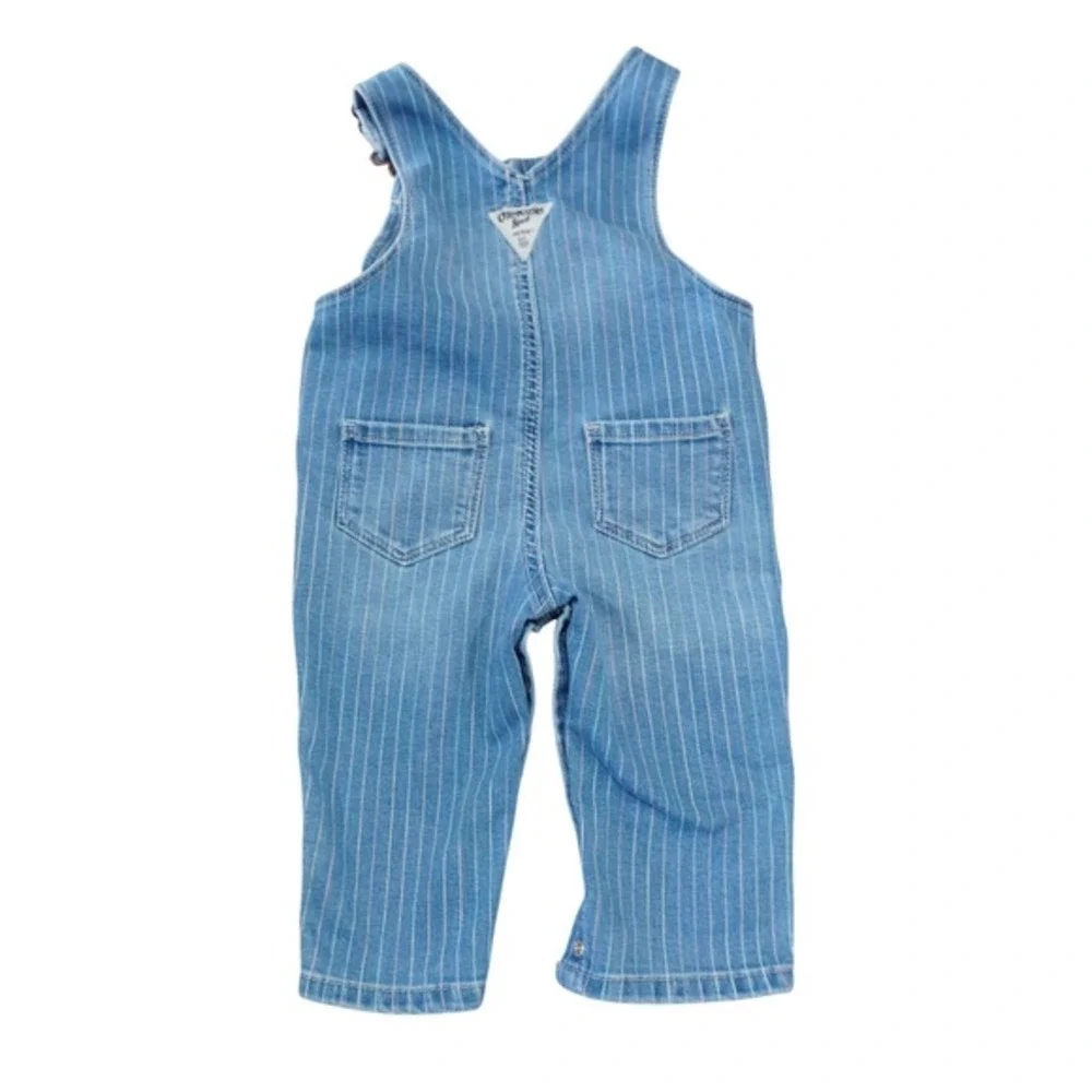 OshKosh B'gosh Baby Denim Overalls Blue Pinstripe 9M Playtime Cute Adorable‎